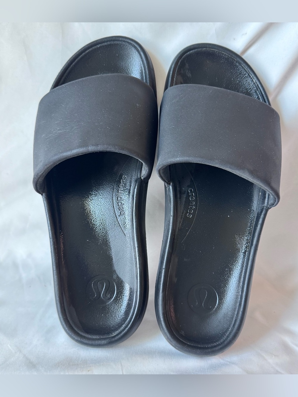 Lululemon Womens Restfeel Black Slides Sandals Size 10 Athleisure Athletic EUC